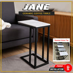 Jane Coffee Side Table Ceramic Top Metal Legs Spray Painted - 4 Random Colour Top