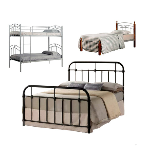 Image of Omara Series Metal/Wood Bed Frame with Double Decker Collection - All Sizes