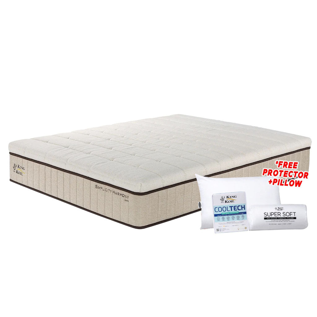 King Koil Simplicity CARE 12" Mattress Flax Linen Collection - w/ Pillow - All Sizes