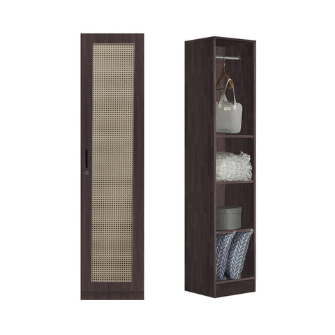 Image of CROATIA Series 1/2/3/4/5 Doors Wardrobe Rattan Design with Drawers and Top Cabinet