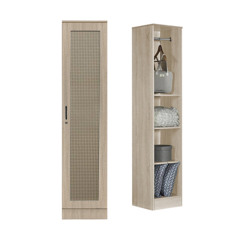 Image of CROATIA Series 1/2/3/4/5 Doors Wardrobe Rattan Design with Drawers and Top Cabinet