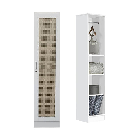 Image of CROATIA Series 1/2/3/4/5 Doors Wardrobe Rattan Design with Drawers and Top Cabinet