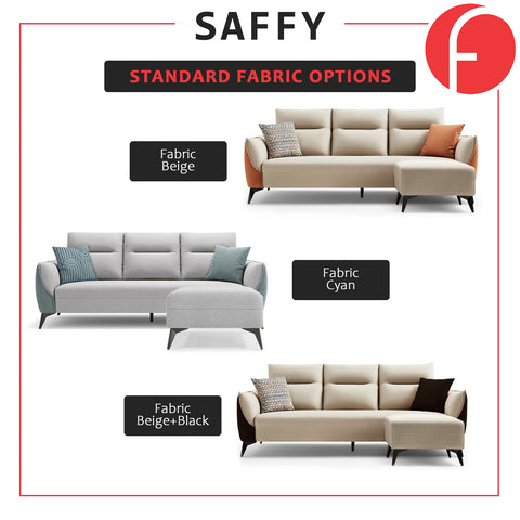 Image of Saffy Fabric 3-Seater / 4-Seater Sofa with Ottoman in 6 Colours