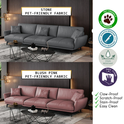 Image of Nordic Inspired Sofa Set In 4 Color Choices Of Premium P.U Leather Upholstery w/ Pet-Friendly Option