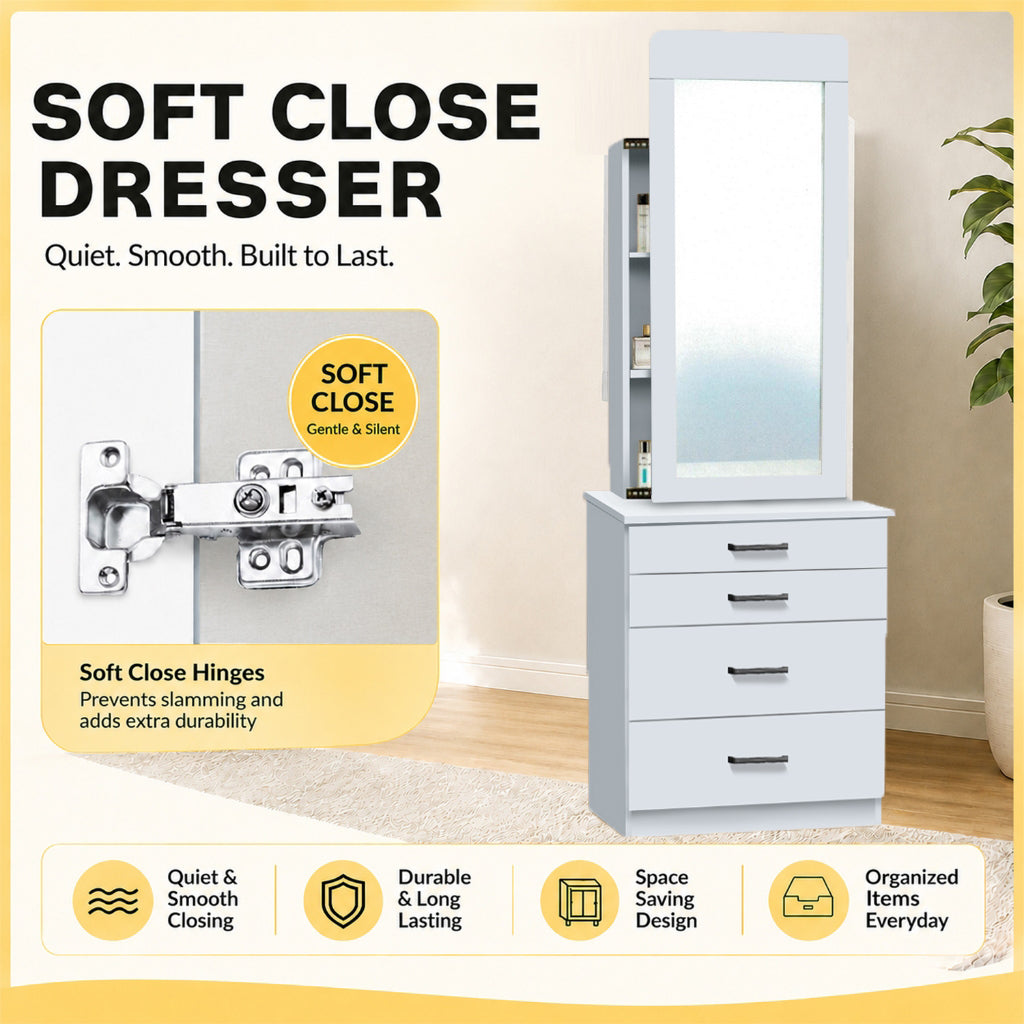 Velin CARB-P2 Certified Board Dressing Table / Gliding Drawer Dresser in 6 Colours