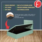 Crato 16" SBD Lift Up Storage Bed Base Bedframe - Pet-Friendly Option / Mattress Option