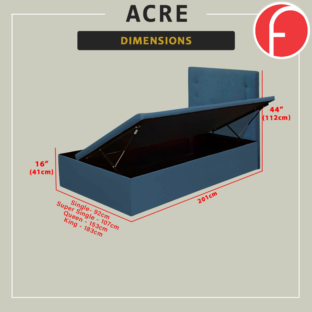 Acre 16" SBD Lift Up Storage Bed Base Bedframe - Pet-Friendly Option / Mattress Option