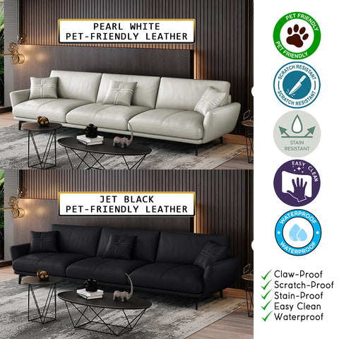 Image of Nordic Inspired Sofa Set In 4 Color Choices Of Premium P.U Leather Upholstery w/ Pet-Friendly Option