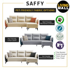 Saffy Fabric 3-Seater / 4-Seater Sofa with Ottoman w/ Pet-Friendly Option