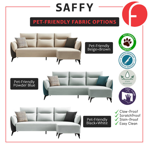 Image of Saffy Fabric 3-Seater / 4-Seater Sofa with Ottoman in 6 Colours