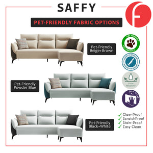 Saffy Fabric 3-Seater / 4-Seater Sofa with Ottoman in 6 Colours