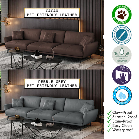 Image of Nordic Inspired Sofa Set In 4 Color Choices Of Premium P.U Leather Upholstery w/ Pet-Friendly Option