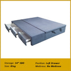 Dulce Side Drawer Storage Bed Frame PetFriendly Scratch Resistant Queen/King w/ Mattress