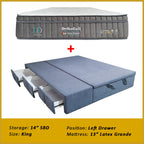 Dulce Side Drawer Storage Bed Frame PetFriendly Scratch Resistant Queen/King w/ Mattress
