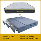 Dulce Side Drawer Storage Bed Frame PetFriendly Scratch Resistant Queen/King w/ Mattress