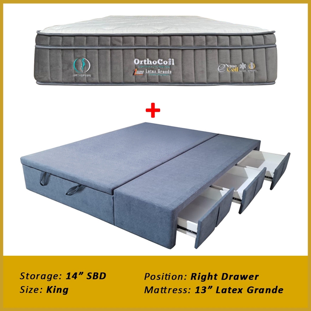 Dulce Side Drawer Storage Bed Frame PetFriendly Scratch Resistant Queen/King w/ Mattress