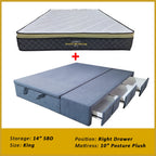 Dulce Side Drawer Storage Bed Frame PetFriendly Scratch Resistant Queen/King w/ Mattress