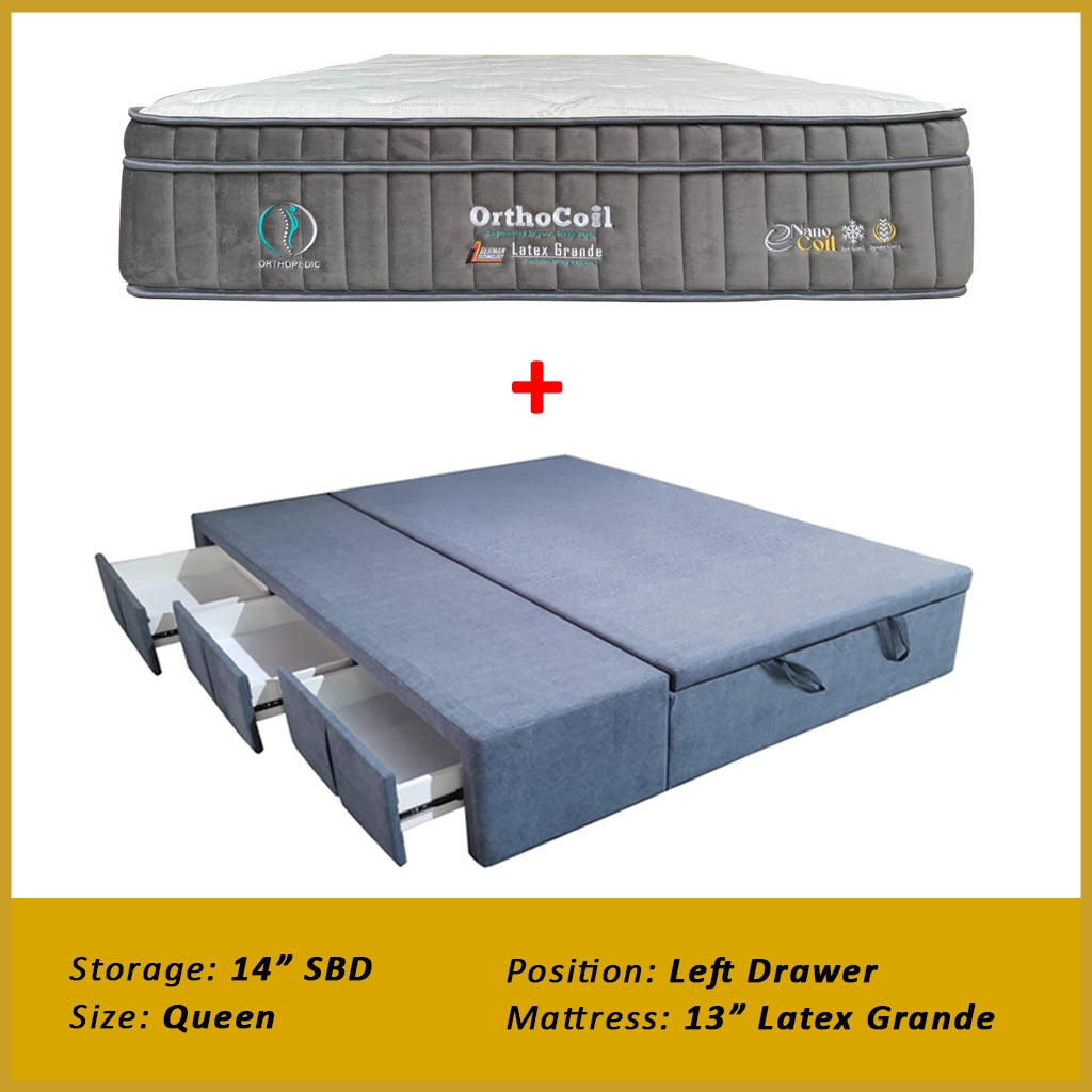 Dulce Side Drawer Storage Bed Frame PetFriendly Scratch Resistant Queen/King w/ Mattress