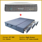 Dulce Side Drawer Storage Bed Frame PetFriendly Scratch Resistant Queen/King w/ Mattress