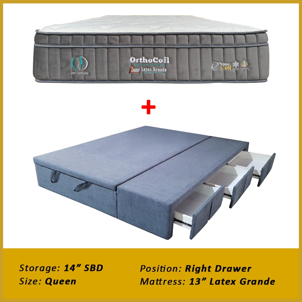 Dulce Side Drawer Storage Bed Frame PetFriendly Scratch Resistant Queen/King w/ Mattress