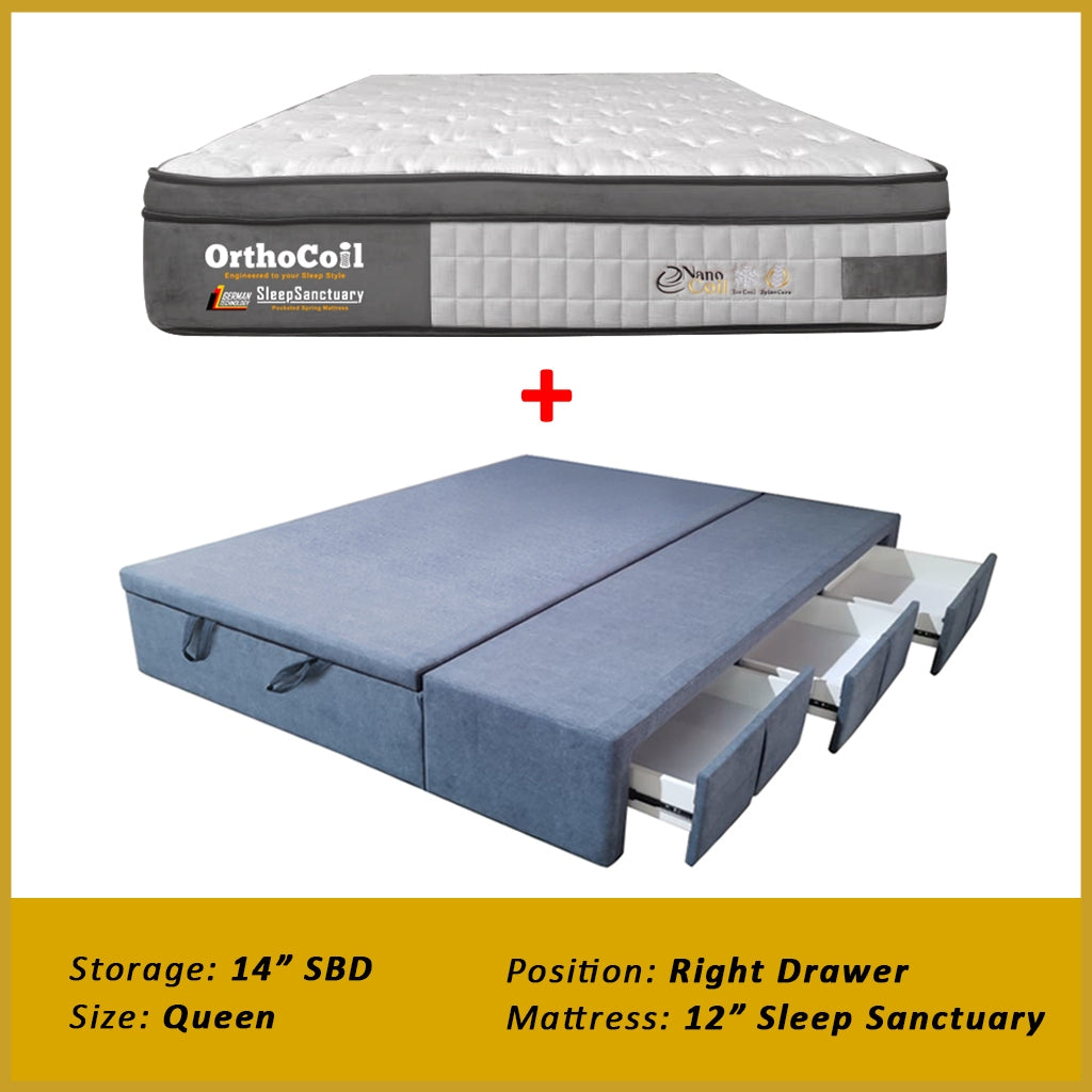 Dulce Side Drawer Storage Bed Frame PetFriendly Scratch Resistant Queen/King w/ Mattress