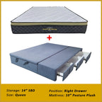 Dulce Side Drawer Storage Bed Frame PetFriendly Scratch Resistant Queen/King w/ Mattress