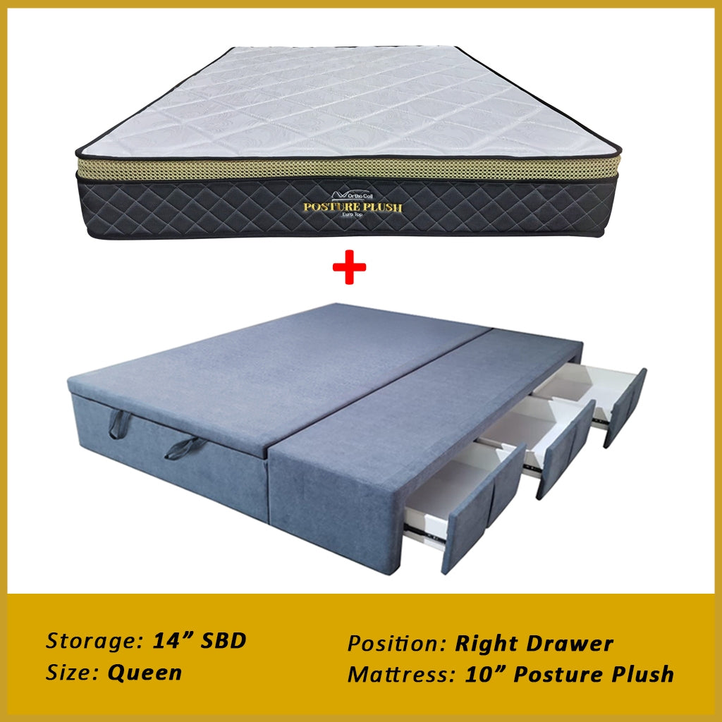 Dulce Side Drawer Storage Bed Frame PetFriendly Scratch Resistant Queen/King w/ Mattress