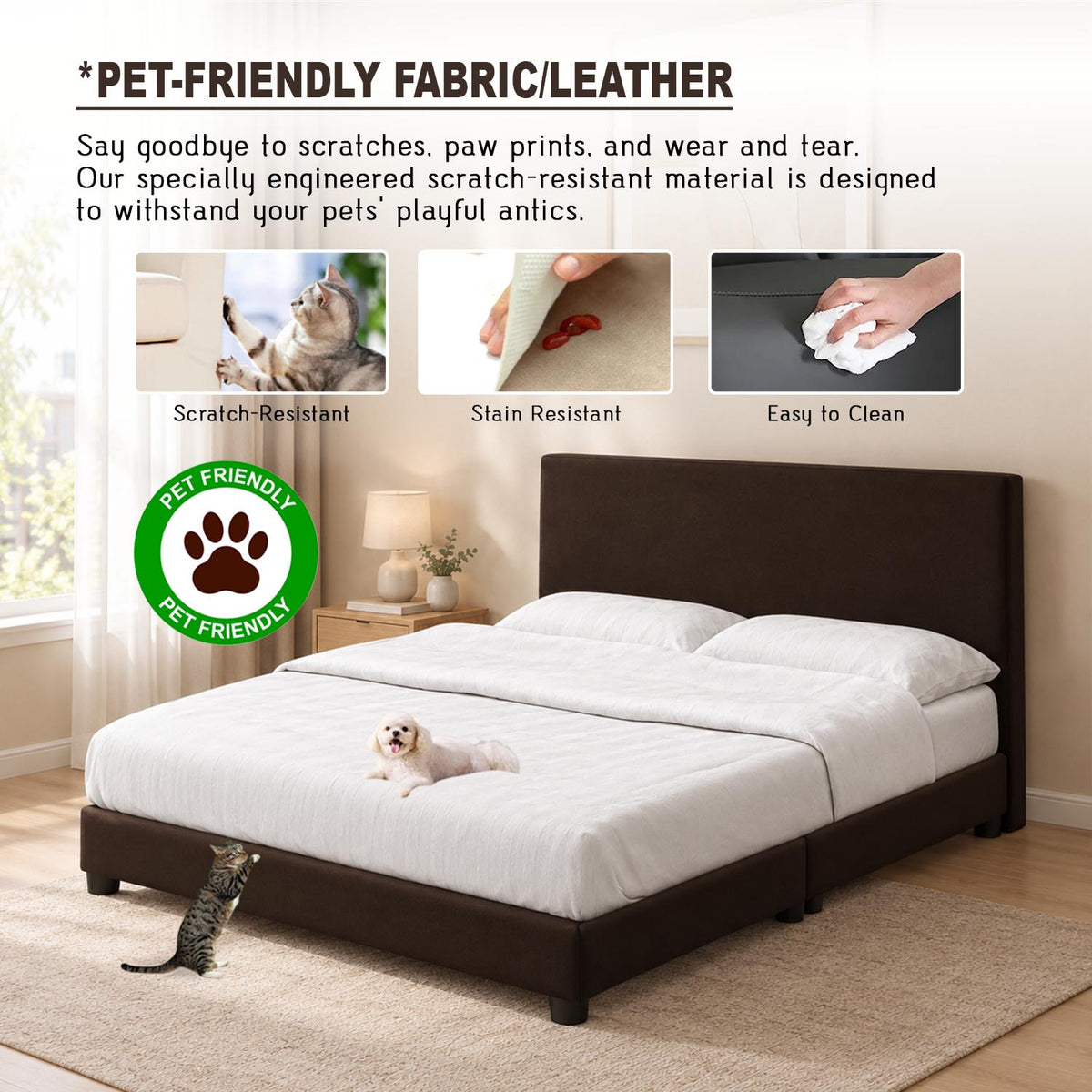 Gonzo Divan Bed Frame Pet-Friendly Scratch-Resist Options - All Sizes Available