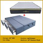 Dulce Side Drawer Storage Bed Frame PetFriendly Scratch Resistant Queen/King w/ Mattress