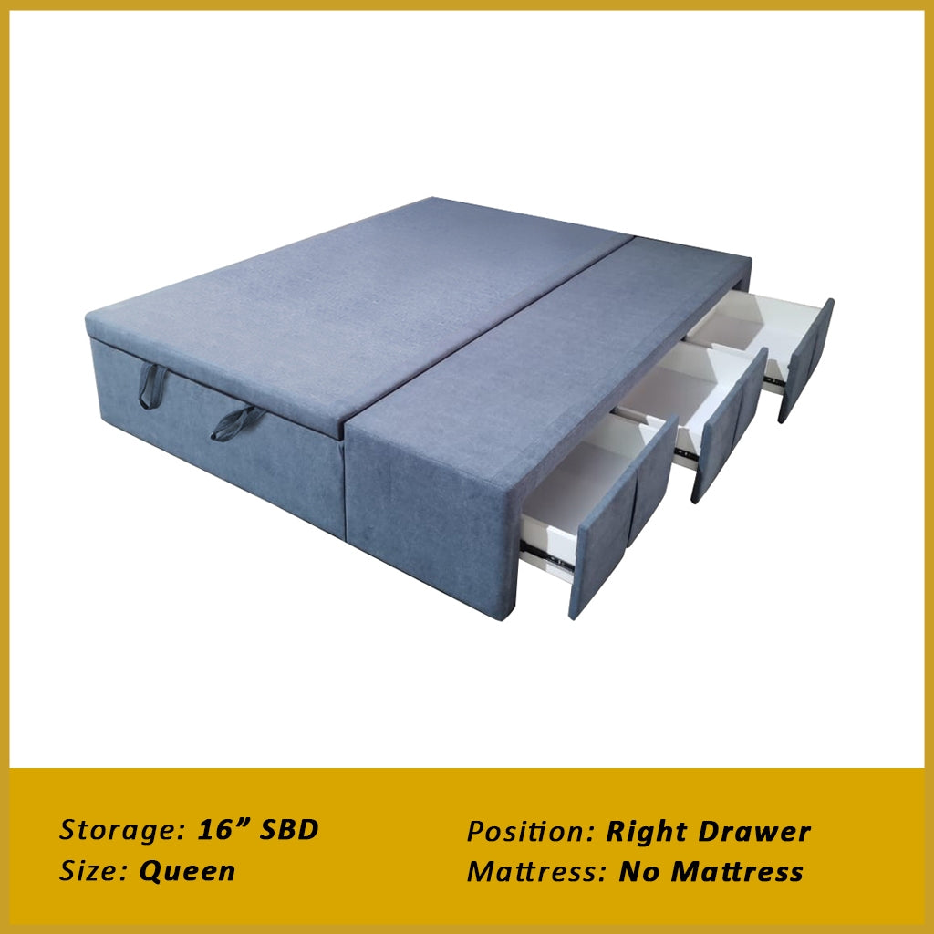 Dulce Side Drawer Storage Bed Frame PetFriendly Scratch Resistant Queen/King w/ Mattress