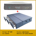 Dulce Side Drawer Storage Bed Frame PetFriendly Scratch Resistant Queen/King w/ Mattress