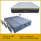 Dulce Side Drawer Storage Bed Frame PetFriendly Scratch Resistant Queen/King w/ Mattress