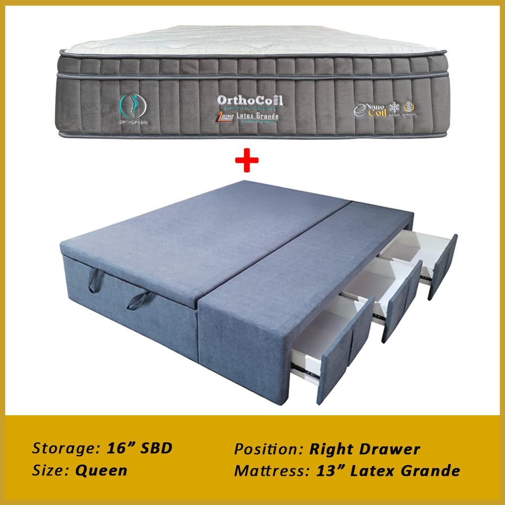 Dulce Side Drawer Storage Bed Frame PetFriendly Scratch Resistant Queen/King w/ Mattress