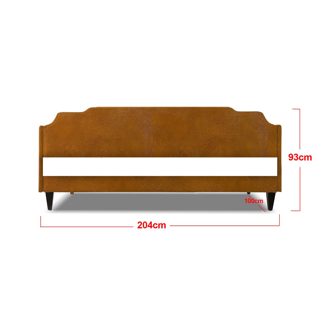 Edgar Daybed In Faux Leather In Camel Colour w/ Mattress Add On