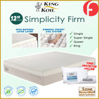 King Koil Simplicity FIRM 12" Mattress Flax Linen Collection - w/ Pillow