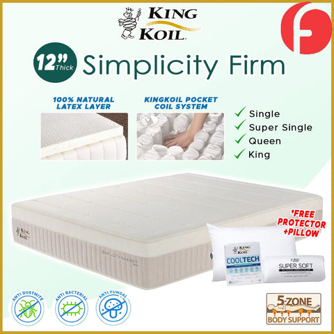 Image of King Koil Simplicity FIRM 12" Mattress Flax Linen Collection - w/ Pillow