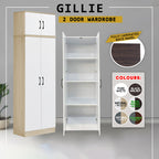 Gillie Series 2 Doors Tall Wardrobe with Top Cabinet Fully Laminated Back in 6 Colours