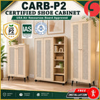 Connie Series Shoe Cabinet CARB-P2 Certified Board Laminated Rattan Pattern