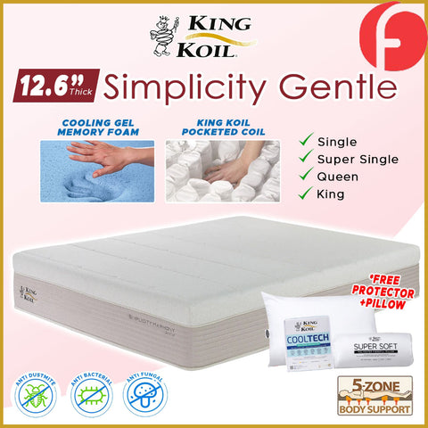 Image of King Koil Simplicity GENTLE 12.6" Mattress Flax Linen Collection - w/ Pillow
