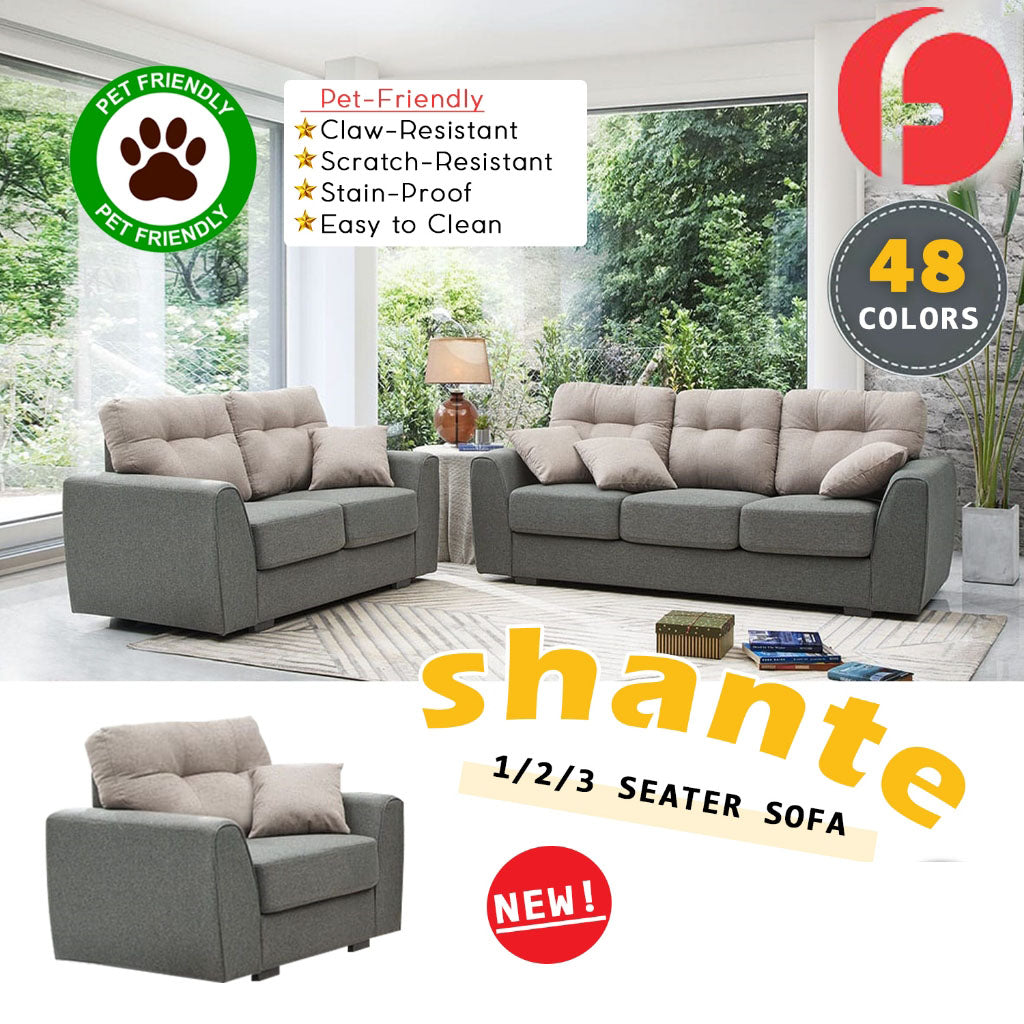 Shante 1/2/3 Seater Sofa with Pet-Friendly Option - 48 Colours Available