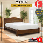 Yanir Wooden Bedframe Queen Size In Oak Colour with Mattress Option - MDF+Veneer Wood