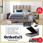 OrthoCoil Garcy Storage Bed Frame Pet Friendly Fabric/Faux Leather - With Mattress Option