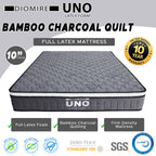 Diomire UNO 10" Mattress - Full Latex Foam w/ Bamboo Charcoal Quilting - All Sizes