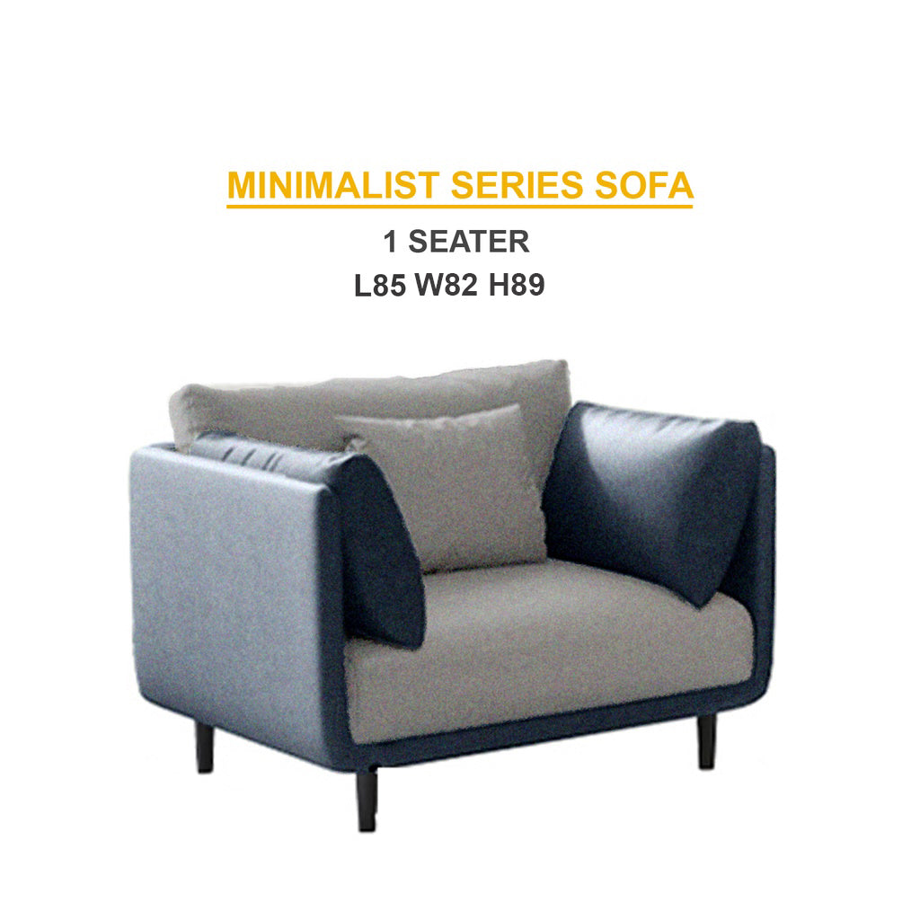 Malmo Minimalist Series Fabric/Faux Leather Sofa 1/2/3/4 and Stool Seaters in 6 Colors