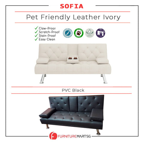 Image of Sofia 6 Feet Leather Sofa Bed In 4 Colours