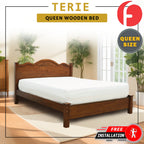 Terie Wooden Bedframe Queen Size In Oak Colour with Mattress Option - MDF+Veneer Wood