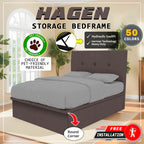 Hagen 16" Depth Storage Bedframe w/ Mattress PetFriendly Scratch Resistant Option - All Sizes