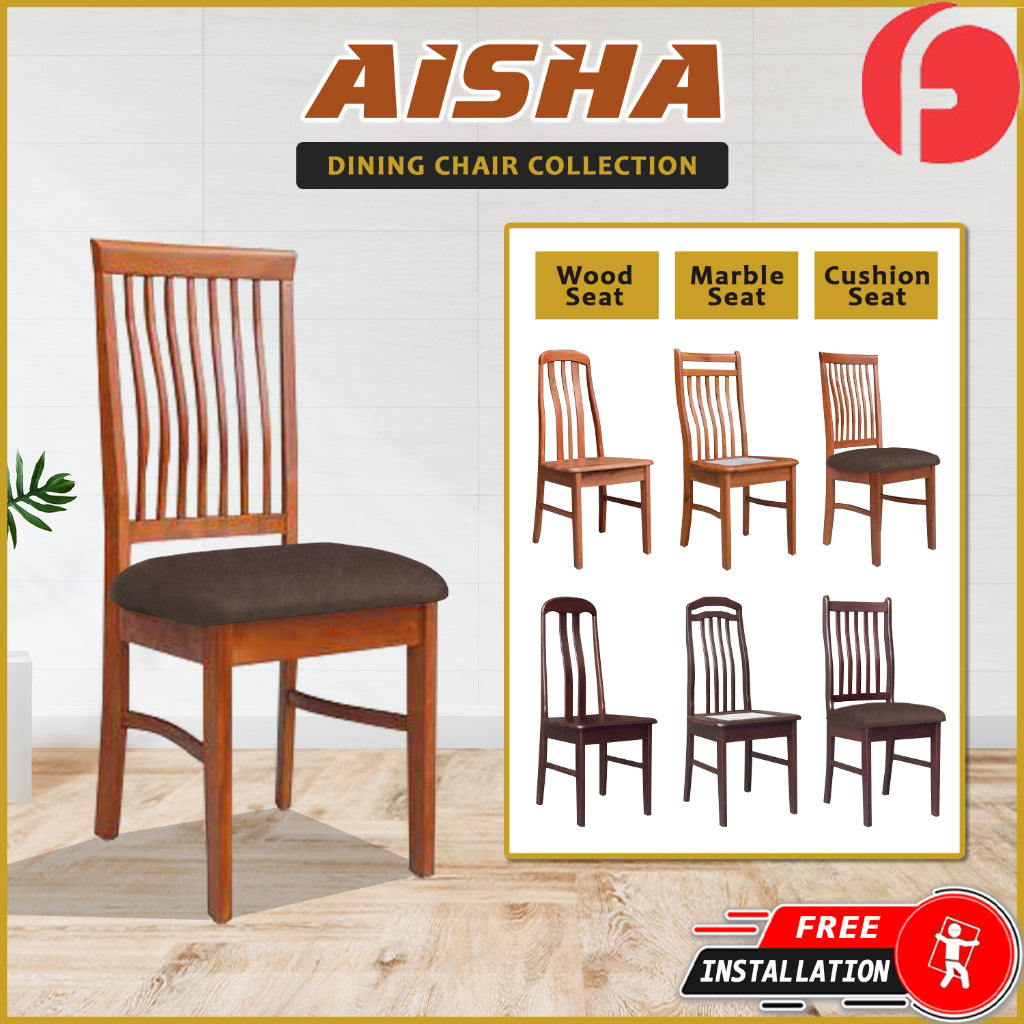Aisha Dining Chair Collection Solid Wood with Marble or Cushioned Seat in Walnut/Cherry