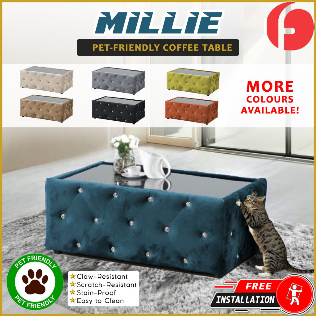 Millie Coffee Table PetFriendly Fabric/Leather Scratch-Resistant in 20 Available Colours