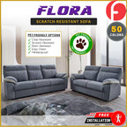 Flora 2/3-Seater Sofa Pocketed Spring / High Density Foam w/ PetFriendly Scratch-Resist